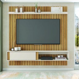Painel para Tv até 65 Polegadas Ripado 1,80m Londres Buriti / Off White Caemmum - 2