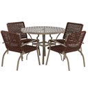 Ver imagem 1 de Kit 4 Cadeiras Corda Náutica e Mesa Tampo Ripado Varanda Alumínio Edícula