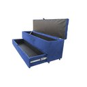 Ver imagem 1 de Recamier Puff Baú Sapateira com Gaveta 1,38cm para Cama Box Padrão - Azul Royal