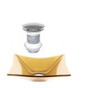 Ver imagem 1 de CUBA DE VIDRO RETANGULAR 39CM DOURADO REAL + VALVULA CLICK