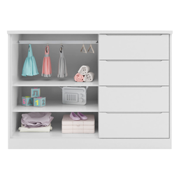 Gaveteiro com 4 Gavetas e 1 Porta México Branco - 4