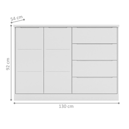 Gaveteiro com 4 Gavetas e 1 Porta México Branco - 2