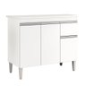 Balcão para Cozinha 1 M 3 Portas 1 Gav sem Tampo - Tatiane: Branco - 4