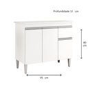 Ver imagem 2 de Balcão para Cozinha 1 M 3 Portas 1 Gav sem Tampo - Tatiane: Branco