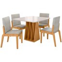 Ver imagem 1 de Kit Mesa de Jantar Orquestra com 4 Cadeira Sinfonia em Linho Naturale/off White/cinza