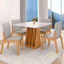Ver imagem 2 de Kit Mesa de Jantar Orquestra com 4 Cadeira Sinfonia em Linho Naturale/off White/cinza