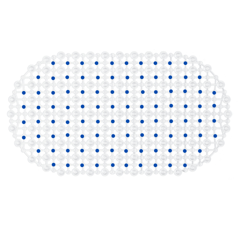 Tapete para Box Cristal Oval Antiderrapante - Transparente Azul