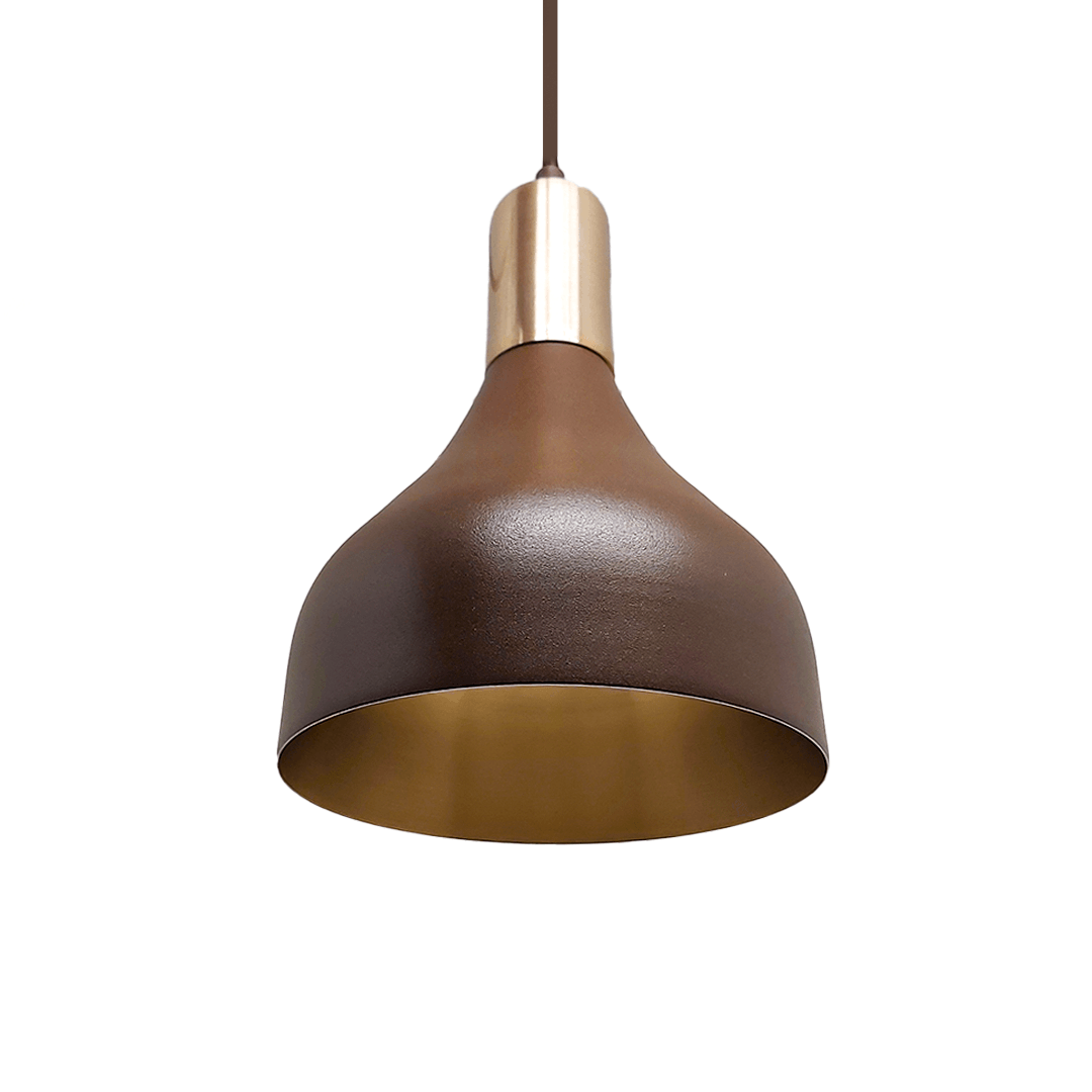 Luminária Lustre Pendente Berlim Premium Marrom C/ Cobre Nobre