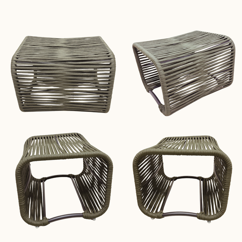 Puff Lotus Aço Corda Náutica Resistente Mesa Apoio para Varanda Sala Área Externa Coberta