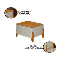 Puff Báu Retro Estofado Premium para Sala e Quarto Recamier Moderno Closet Retro Cor Bege - 3