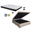 Ver imagem 2 de Cama Box Baú Casal Colchão Mola Bonnel Belos Sonhos + Box Sintético 61x138x188:Bege