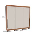 Ver imagem 4 de Guarda-roupa Casal Madrid 3 Portas 4 Gavetas Creme/freijó - Politorno