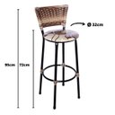 Ver imagem 2 de Kit 2 Banquetas Altas Preta com Encosto Junco Capuccino Assento Floral Marrom