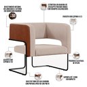 Ver imagem 4 de Poltrona Scarlett D02 Base Aço Preto Couríssimo Marrom B-38 Linho Bege C-107 - Lyam Decor