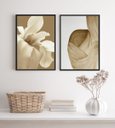 Ver imagem 1 de Kit 2 Quadros Elegantes para Sala Quarto Bege e Marrom 24x18cm:madeira Branca