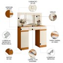 Ver imagem 3 de Penteadeira Camarim com Espelho Studio Beauty A02 Off/cinamomo - Mpozenato