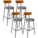 Ver imagem 1 de Kit 4 Banquetas Alta Bar Cozinha Jantar Milão L02 Couríssimo Whisky Linho Cinza Escuro - Lyam Decor