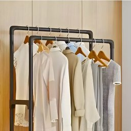 Arara Cabideiro Dupla Organizador de Roupas Compacto Preto - 2