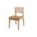 Ver imagem 1 de Cadeira de Jantar Livia Madeira Amêndoa com Encosto Ergonomico em Palhinha:couro Eco Durango Kaki