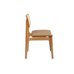 Cadeira de Jantar Livia Madeira Amêndoa com Encosto Ergonomico em Palhinha:couro Eco Durango Kaki - 5