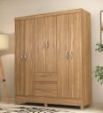 Ver imagem 1 de Guarda-roupa Ecom Ii 128m com Cabideiros, 2 Gavetas e Prateleiras - Amendola Touch Demóbile