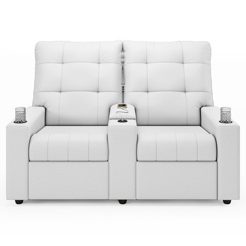 Poltrona do Papai Reclinável Mallie 2 Lugares Baú Usb Fh9 Pu Branco - Mpozenato