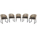 Ver imagem 1 de 5 Cadeira Noronha Aluminio Micro Pintura Preta, Tr. Telinha Corda Nautica Rami, Estofado - Preto