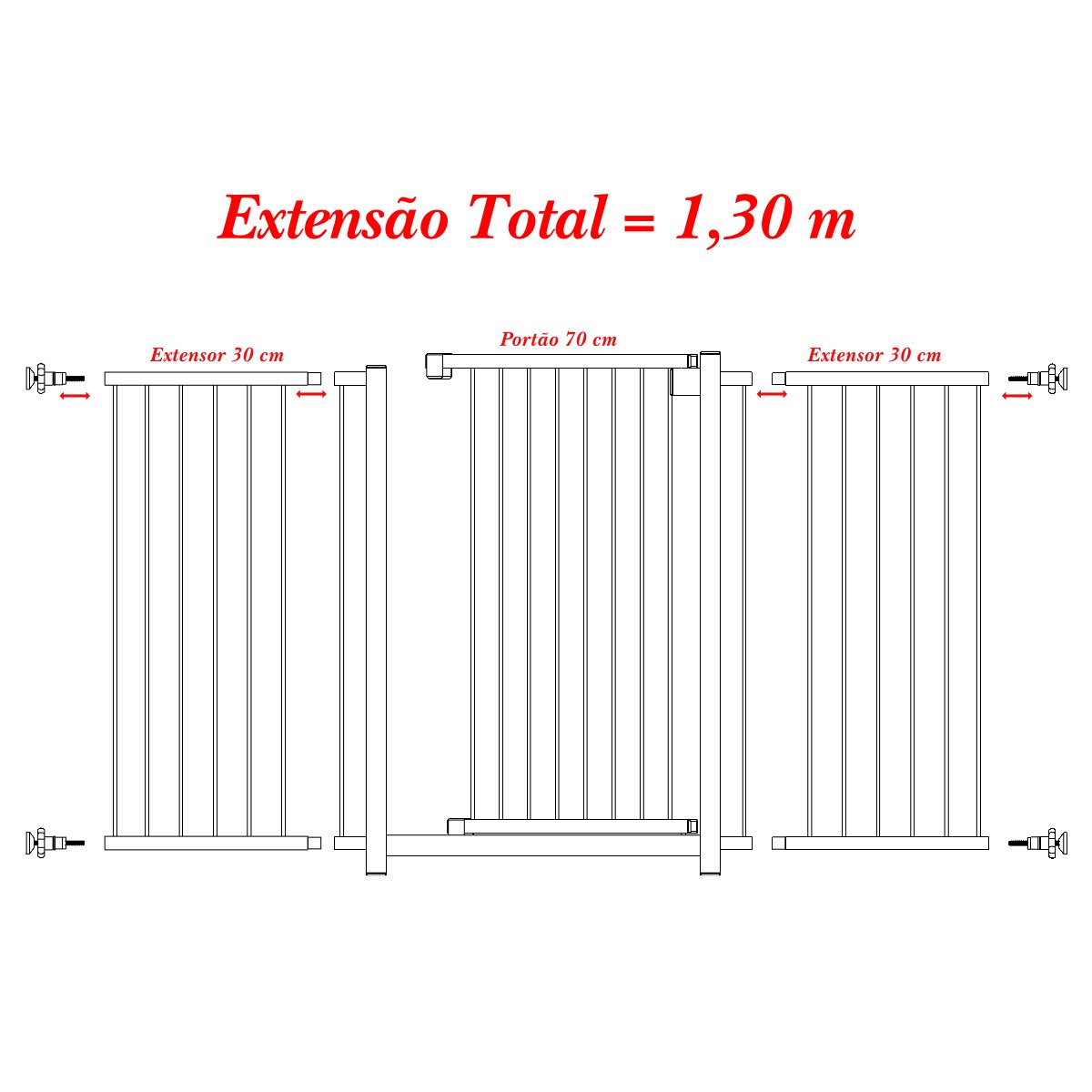 GRADE PORTÃO PET BEBÊ DIVISOR AMBIENTE 70 A 130 CM BRANCO - 4