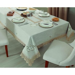 TOALHA MESA RENDADA NOVA YORK 1,40 M X1,40M 1,40M X 1,40M, BEGE
