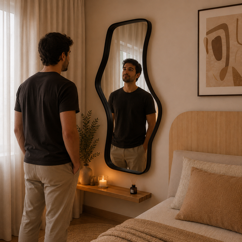 Espelho Santorini - Linha Couro - - Caramelo - sem LED - 180x90