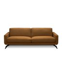 Ver imagem 2 de Sofá Decorativo Thalia 3 Lugares Sala de Estar 240cm Pés em Aço Couro Caramelo G88 - Gran Belo