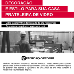 Prateleira De Vidro Decorativa Cantoneira Incolor 08mm Temperado - 7