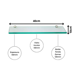 Prateleira De Vidro Decorativa Cantoneira Incolor 08mm Temperado - 2