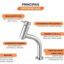 Ver imagem 5 de Misturador Monocomando para Banheiro Balcão Minimal Advance 2876 C 78 Bl Cinza/Cromado Meber Metais