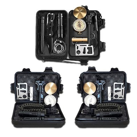 Kit 3 Maletas de Ferramentas de Sobrevivência Kit Emergência Brillante Torcia Led Tz-1 para Acampar: