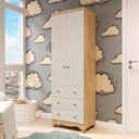 Ver imagem 1 de Guarda-Roupa Infantil 2 Portas e 3 Gavetas 100% MDF Smim Espresso Móveis Bege/Off White/Amêndoa