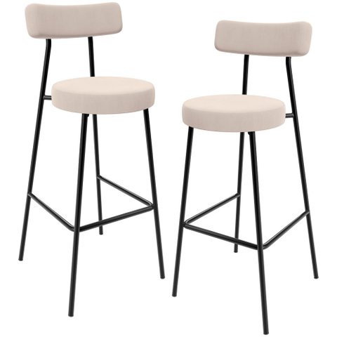 Kit 02 Banquetas Alta Cozinha Bar Sala Jantar Estrutura Em Aço Milão L02 Suede Bege - Lyam Decor