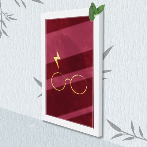 Quadro Decorativo Harry Potter Óculos + Vidro 33x25 Estudio:branco