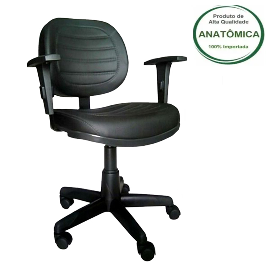 Conjunto de Cadeiras Executiva Costurada Courino Preto - 2904 - 5