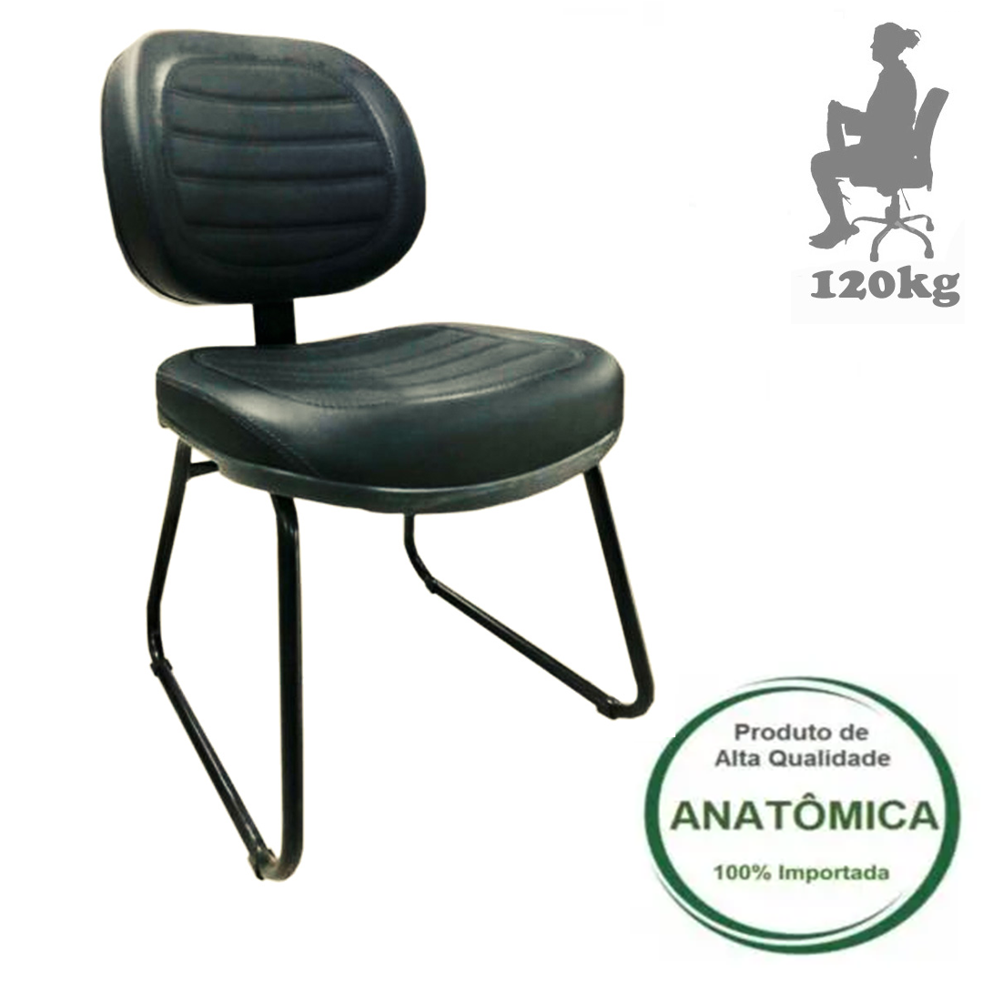 Conjunto de Cadeiras Executiva Costurada Courino Preto - 2904 - 4