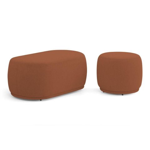Conjunto 02 Puffs Decorativos Orgânicos Molly Bouclê Terracota - Desk Design