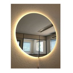 Espelho Redondo Lapidado Bisotê Iluminado com Led Quente 70cm - 6