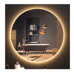Espelho Redondo Lapidado Bisotê Iluminado com Led Quente 70cm - 3
