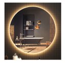 Ver imagem 3 de Espelho Redondo Lapidado Bisotê Iluminado com Led Quente 70cm