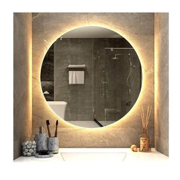 Espelho Redondo Lapidado Bisotê Iluminado com Led Quente 70cm - 5