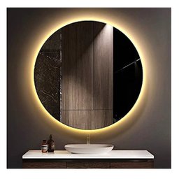 Espelho Redondo Lapidado Bisotê Iluminado com Led Quente 70cm - 2