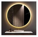 Ver imagem 2 de Espelho Redondo Lapidado Bisotê Iluminado com Led Quente 70cm