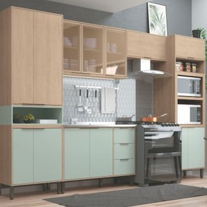 Jogo De Cozinha Modulada 5 Peças Karine Carvalho/Pistache Móveis Sul 