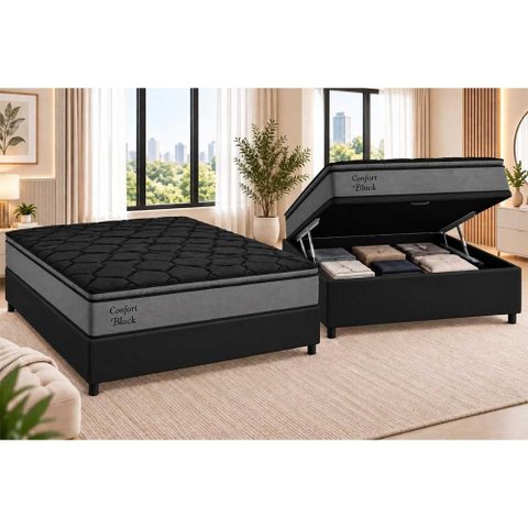 Cama Box Baú Crc Casal+Colchão Anatômico Ortopédico Confort Ortobom