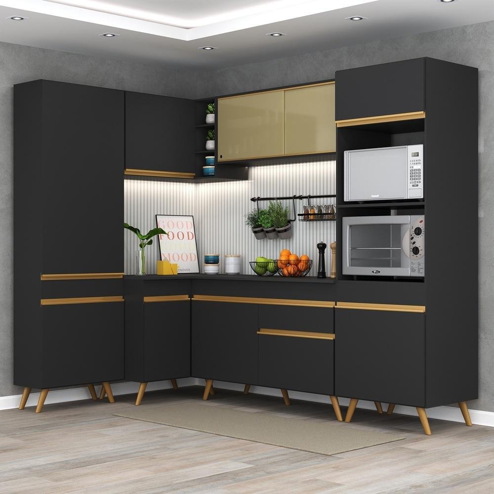 Cozinha Completa de Canto Veneza GB Multimóveis MP2050 com Armário e ...
